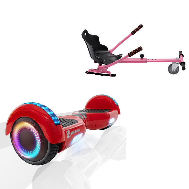 Pachet Hoverboard 6.5" cu Scaun Roz, Regular Red PRO, 2Ah