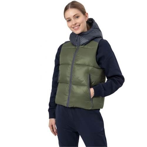 Vestă damă matlasată cu glugă, Khaki, XS