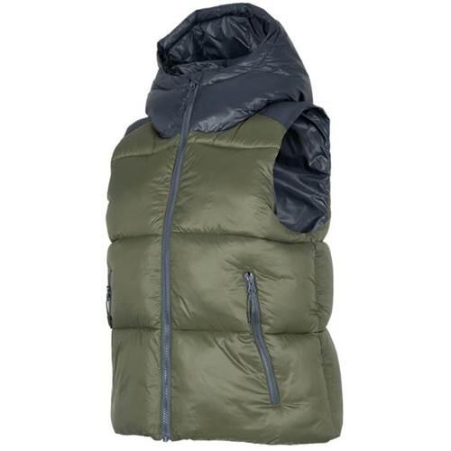 Vestă damă matlasată cu glugă, Khaki, XS