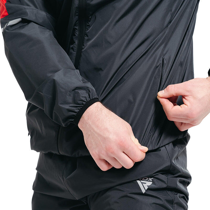 Costum saună RDX H1 cu glugă, roșu, XL