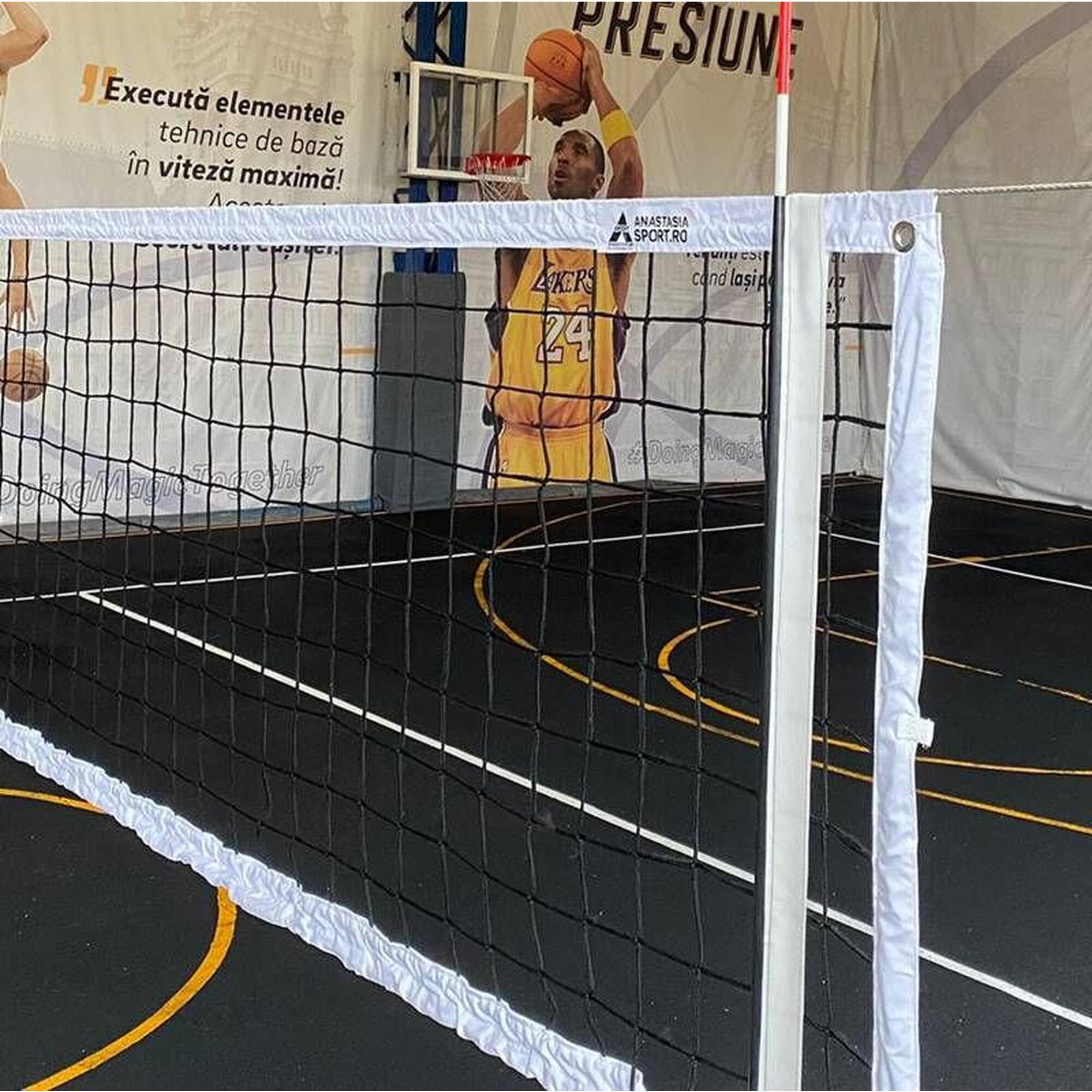 Fileu volei profesional 9,5x1 m Anastasia Sport, cablu otel, 6 puncte prindere