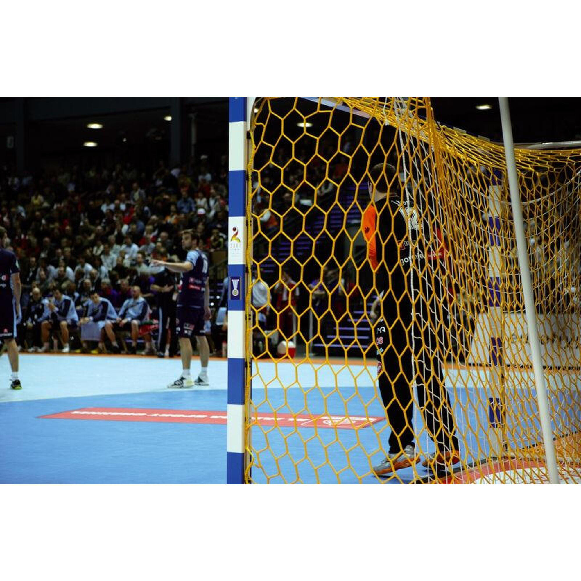 Set 2 plase handbal Huck WM 3x2 m,  fir 5 mm, plasa anti-shock, verde galben