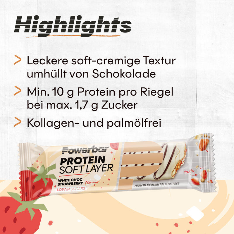 Powerbar Protein Soft Layer Strawberry White Chocolate 12x40g - Proteinreich