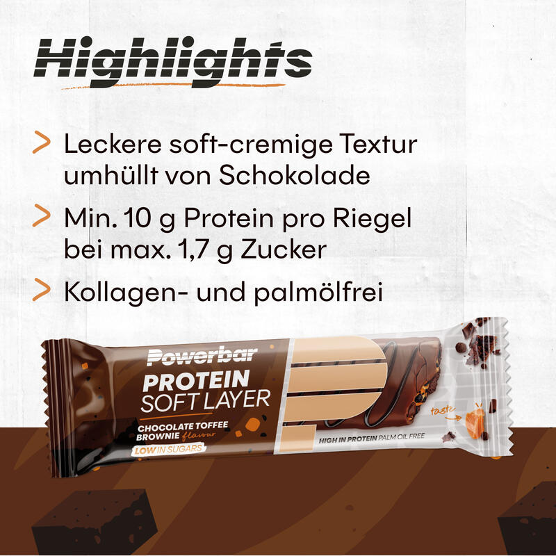 Powerbar Protein Soft Layer Chocolate Toffee Brownie 12x40g - Proteinreich