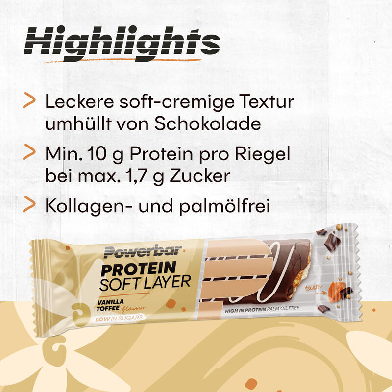 Powerbar Protein Soft Layer Vanilla Toffee 12x40g - Proteinreich