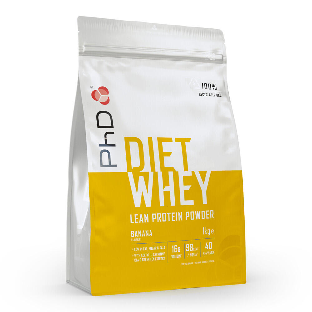 PhD Nutrition | Diet Whey Powder | Banana Flavour | 1kg 1/5