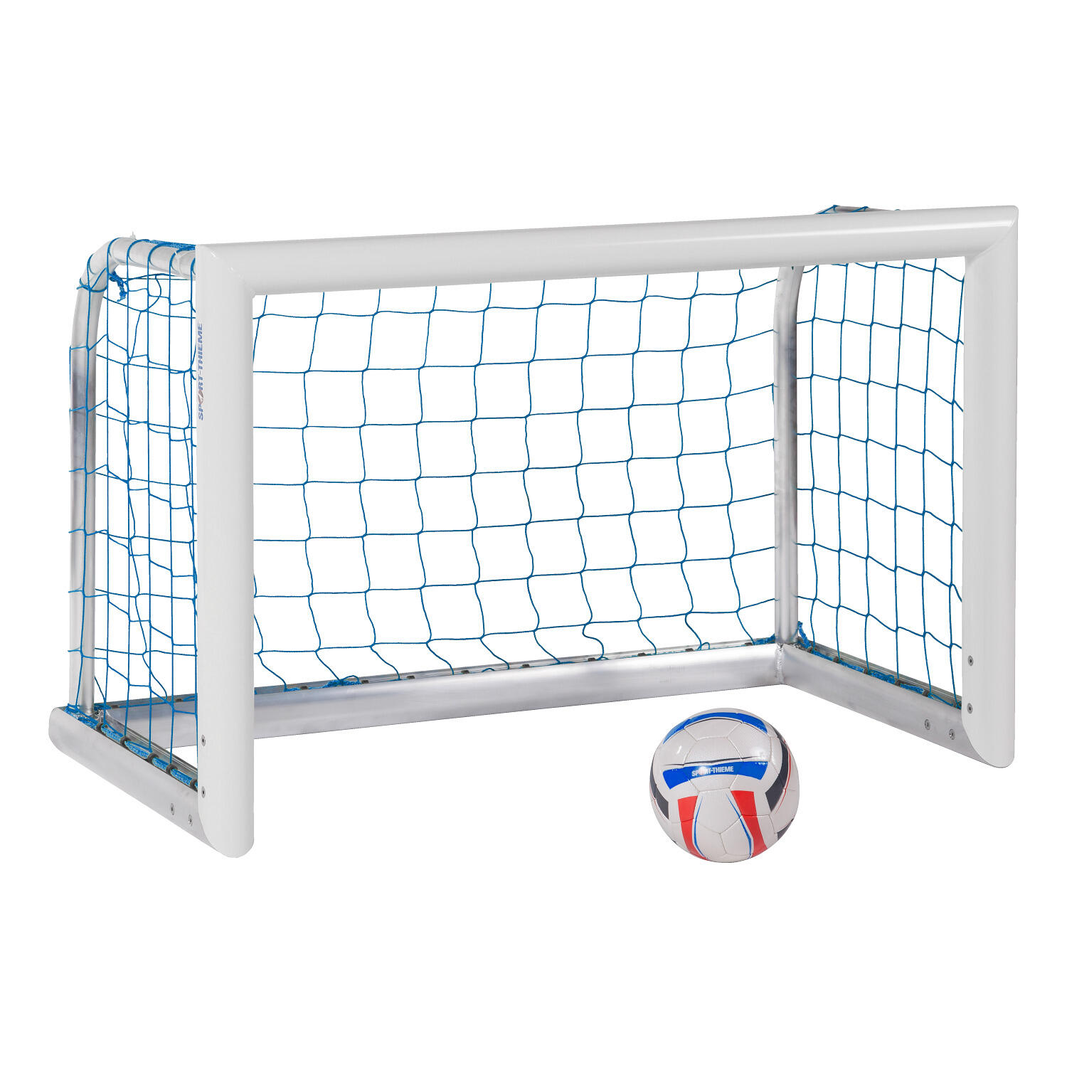 Mini-Fußballtor Professional Kompakt, Weiß-Pulverbeschichtet Inkl. Netz, blau 2/2