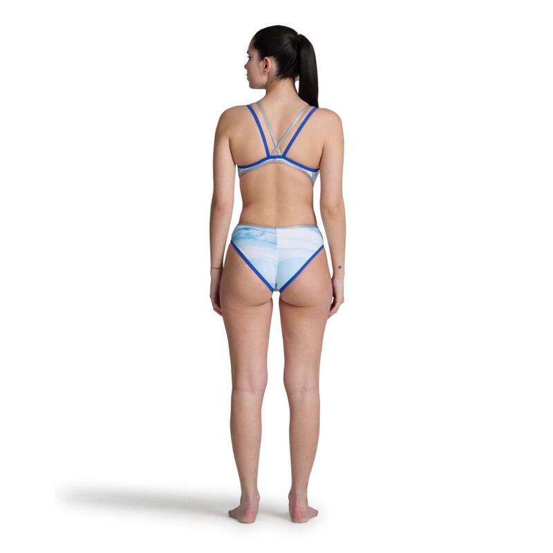 Arena Dames Badpak One Dreams Double Cross Back Neonblue-Silver-Wit