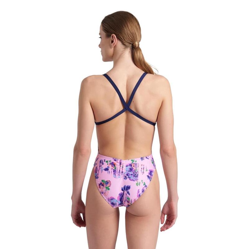 Maillot de bain femme Arena Rose Texture Xcross Back Multi Pink-Navy