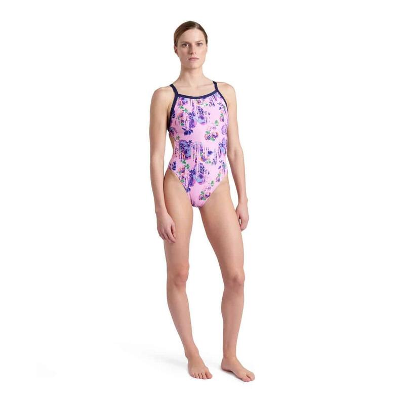 Maillot de bain femme Arena Rose Texture Xcross Back Multi Pink-Navy