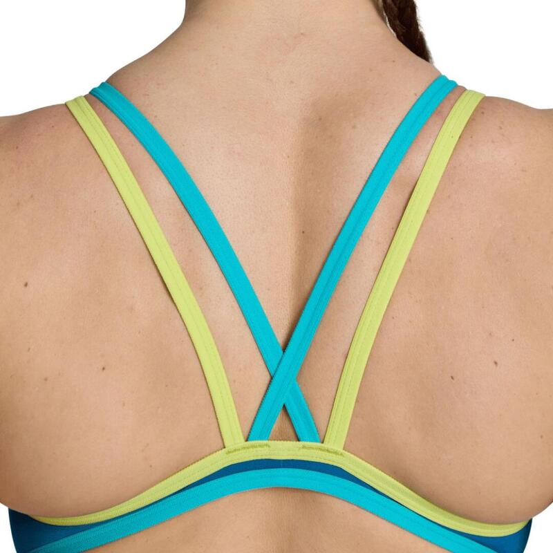 Arena W One Dos Double Croisé Maillot Une Pièce Bleu-Vert Doux