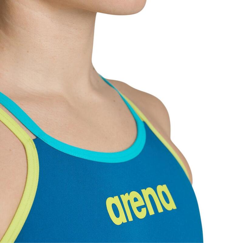 Arena W One Double Cross Back One Piece Blue-Softgreen