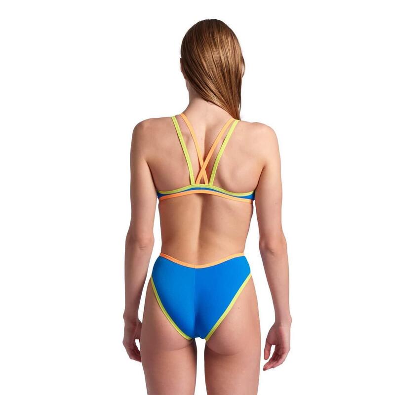 Arena W One Double Cross Back One Piece Blue-Orange-Green