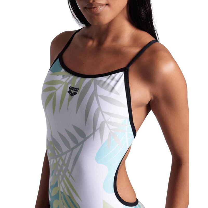 Arena W Light Floral Swimsuit Lace Back black-white Multi