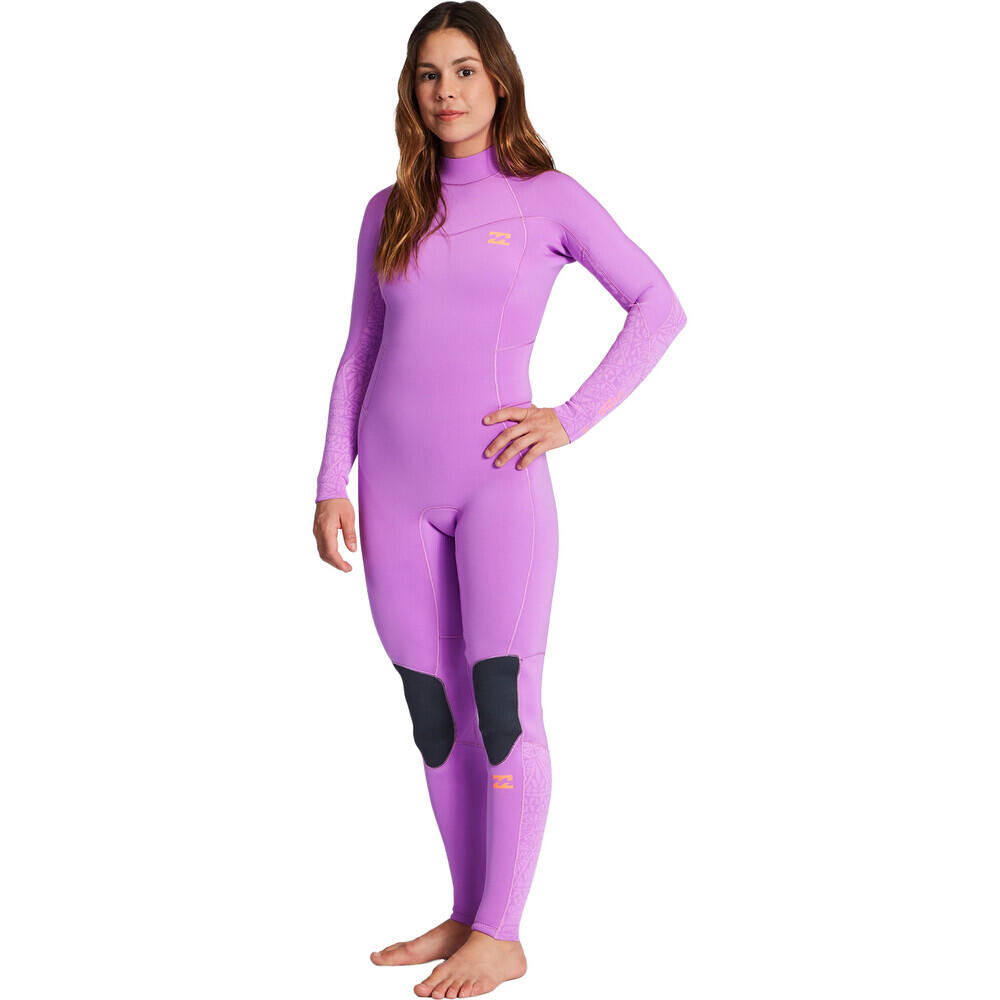 Synergy 3/2mm Flatlock Back Zip Wetsuit - Bright Orchid 3/5