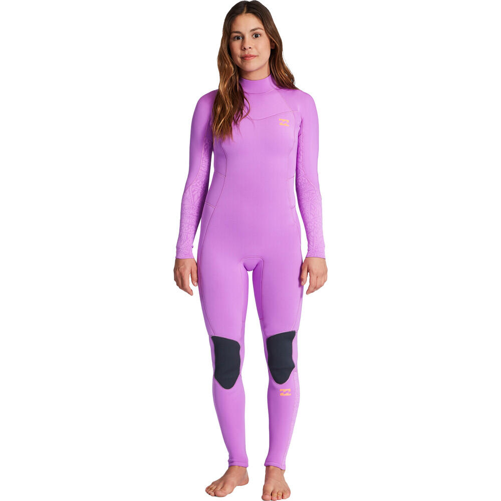 BILLABONG Synergy 3/2mm Flatlock Back Zip Wetsuit - Bright Orchid