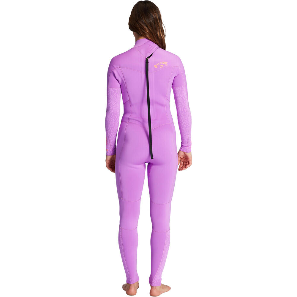 Synergy 3/2mm Flatlock Back Zip Wetsuit - Bright Orchid 2/5