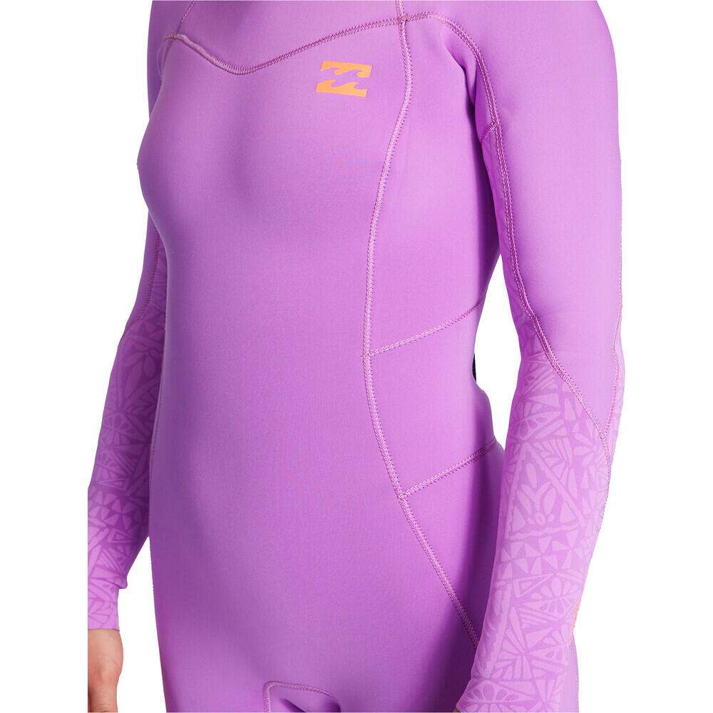 Synergy 3/2mm Flatlock Back Zip Wetsuit - Bright Orchid 5/5