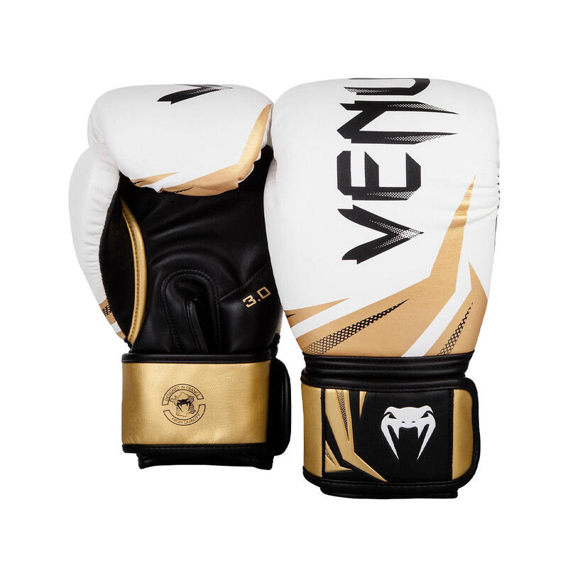 Challenger 3.0 Adult Synthetic Leather Boxing Gloves - White/Black/Gold