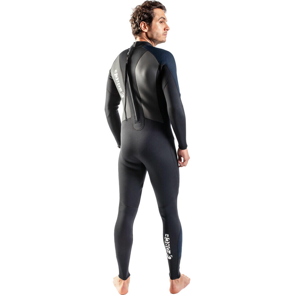 Combinaison de Surf 3mm Zip Dos Flatlock - Noir / Bleu - G-Force - Homme 2/7