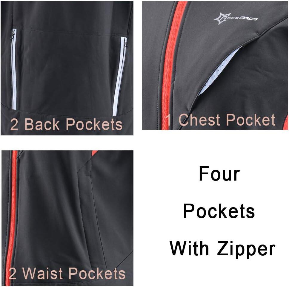 Veste Imperméable de Vélo Thermique Noir Rouge 4XL 6/8