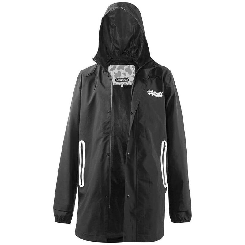 Veste Pluie Unisexe Manteau à Capuche Imperméable Noir 2XL