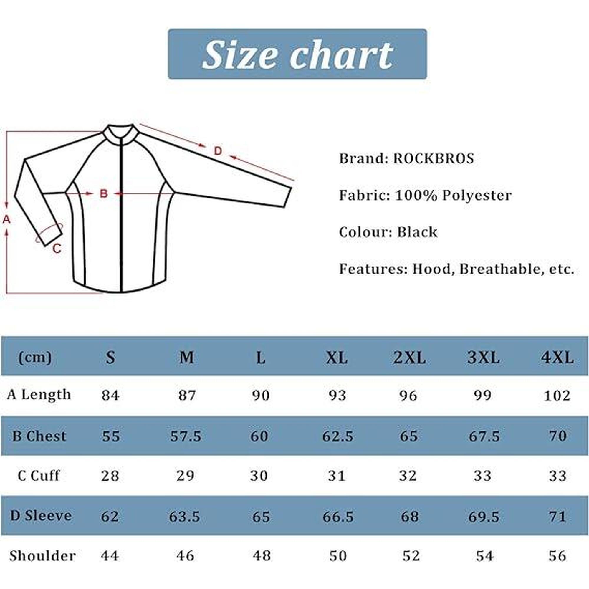 Veste Pluie Unisexe Manteau à Capuche Imperméable Noir XL