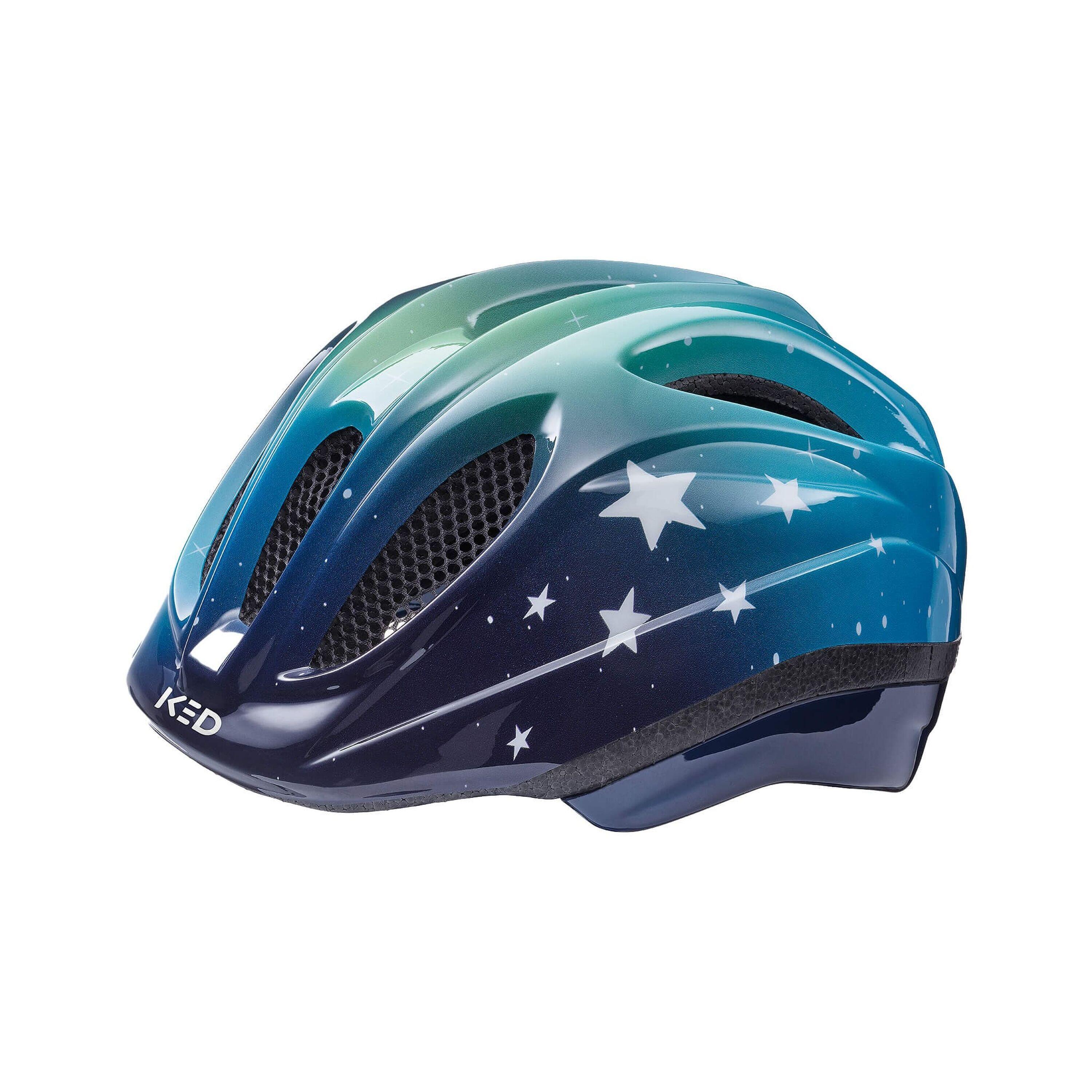 KED KED Casco per bambini MEGGY II TREND Stars, Blu Verde Lucido