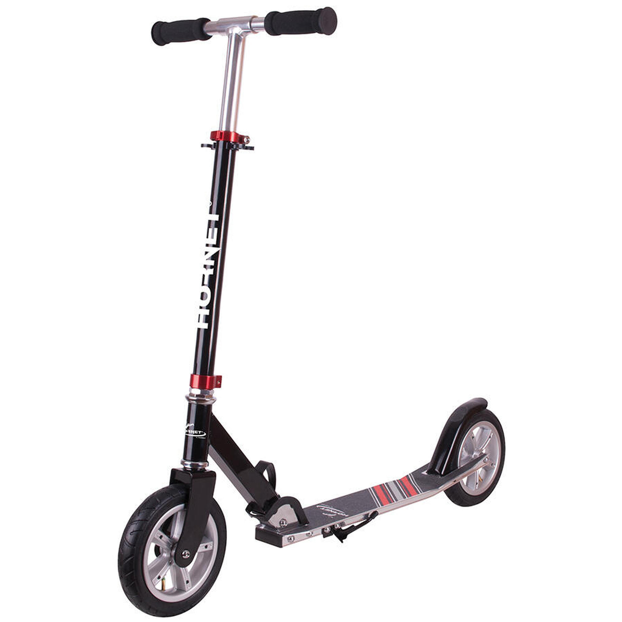 Hudora 14533 Hornet Scooter Air 200, schwarz/rot City - Roller Luftbereift