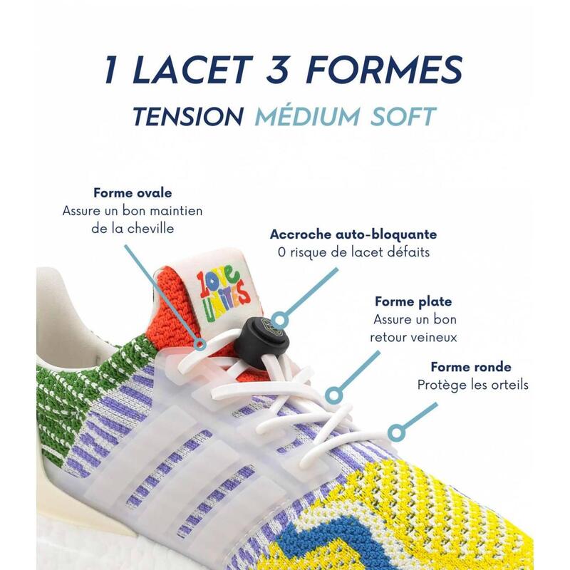 Lacets Élastiques Course Running Confort Optimal en Silicone  - noir