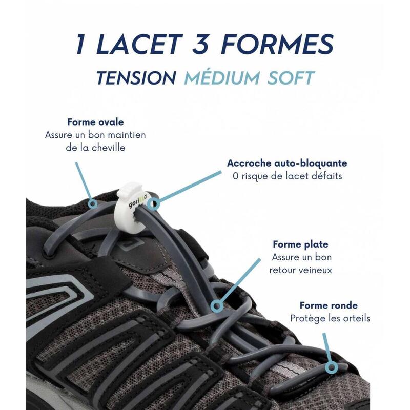 Lacets Ronds Élastiques Pour Chaussure De Randonnée Silicone - orange fluo