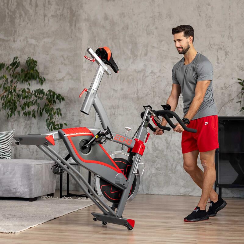 Rower treningowy stacjonarny spiningowy Hop-Sport Echo z wolnym biegiem