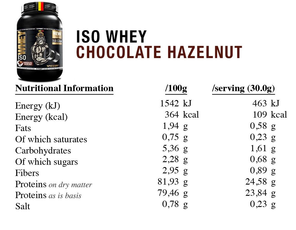 Isolate Protéine Whey véritable goût chocolat noisettes 908Gr 5/7