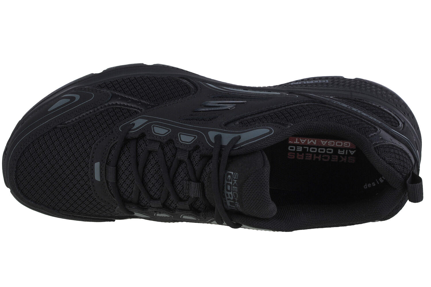 Zapatillas de correr Skechers Go Run negras y grises 3/4