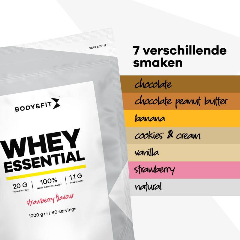 Whey Essential Vanille 1000 gram + Essential Shaker 700 ml