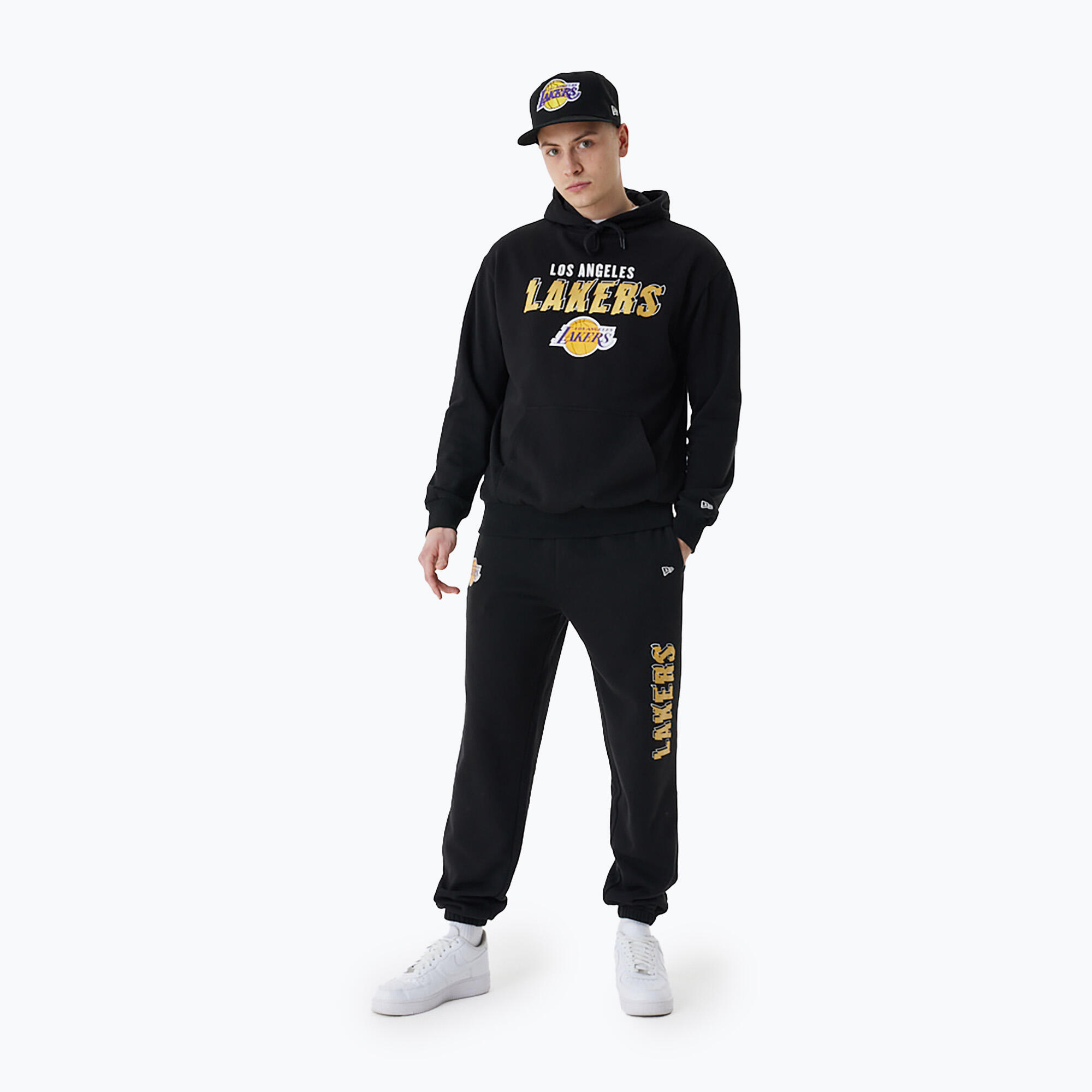 Felpa da uomo di New Era Team Script OS Hoody dei Los Angeles Lakers 3/5
