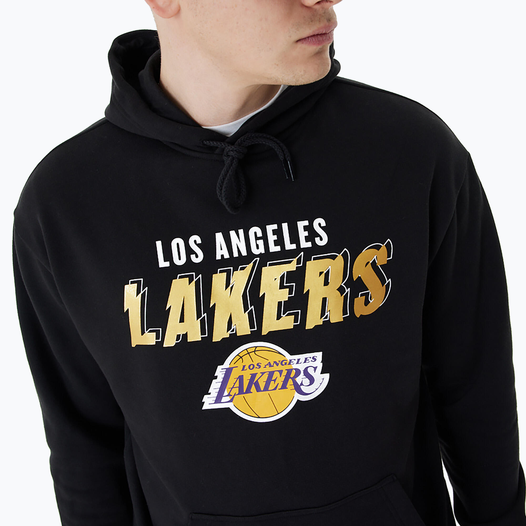 Felpa da uomo di New Era Team Script OS Hoody dei Los Angeles Lakers 4/5