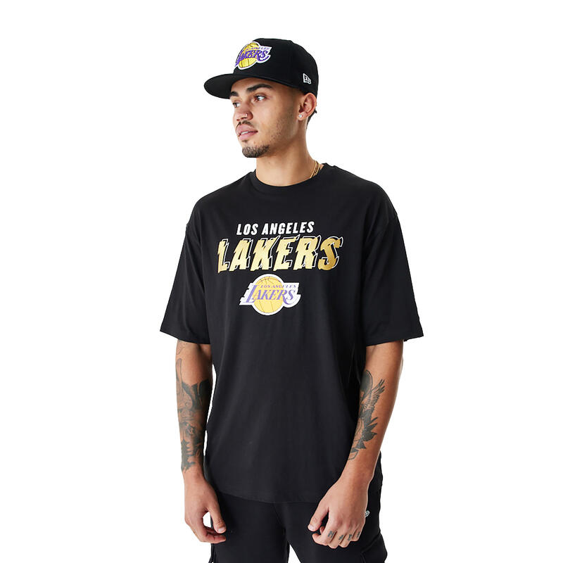 New Era Team Script OS Tee Los Angeles Lakers heren-T-shirt