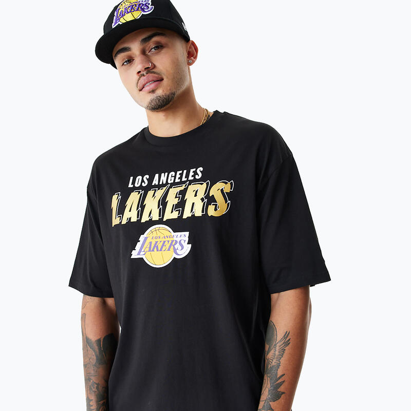 New Era Team Script OS Tee Los Angeles Lakers heren-T-shirt