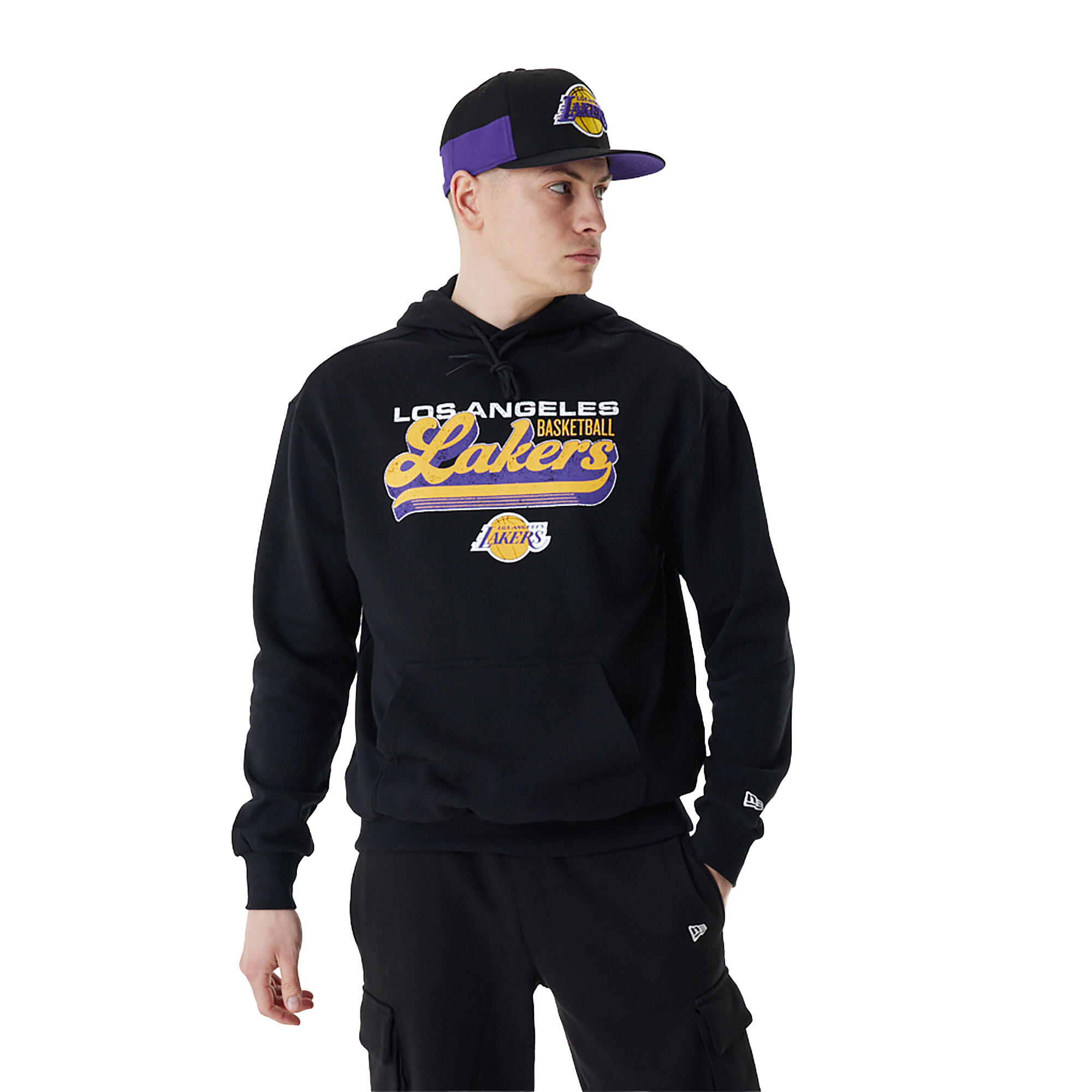 NEW ERA Felpa da uomo di New Era NBA Graphic OS Hoody dei Los Angeles Lakers