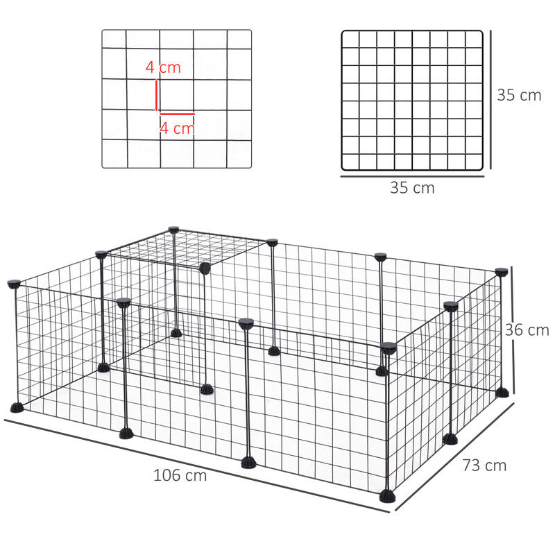 PawHut Valla Metálica para Mascotas con 12 Paneles  106x73x36 cm