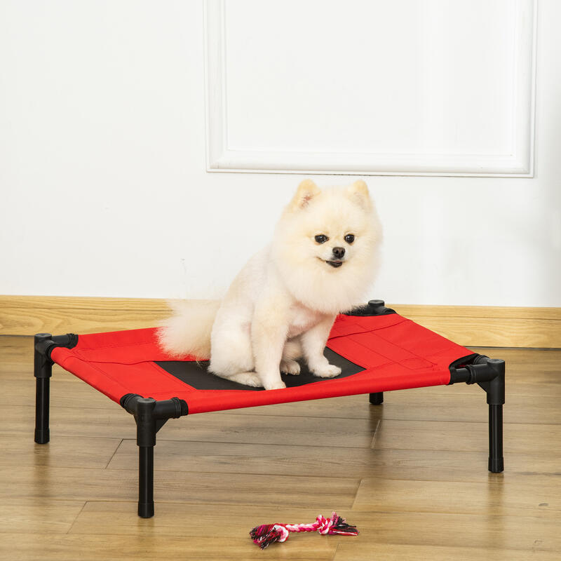 PawHut Cama Elevada para Perros  Portátil Cama para Mascotas  64x46x18 cm Rojo