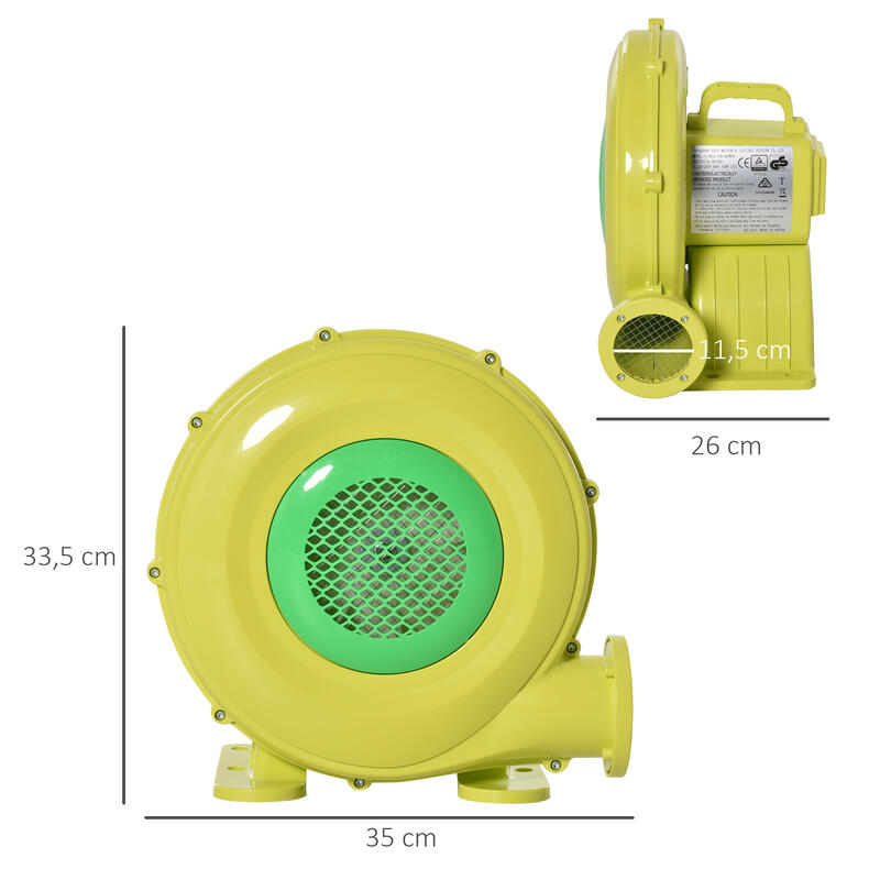 Soplador de Aire Eléctrico Outsunny 35x26x33.5 cm Amarillo y Verde