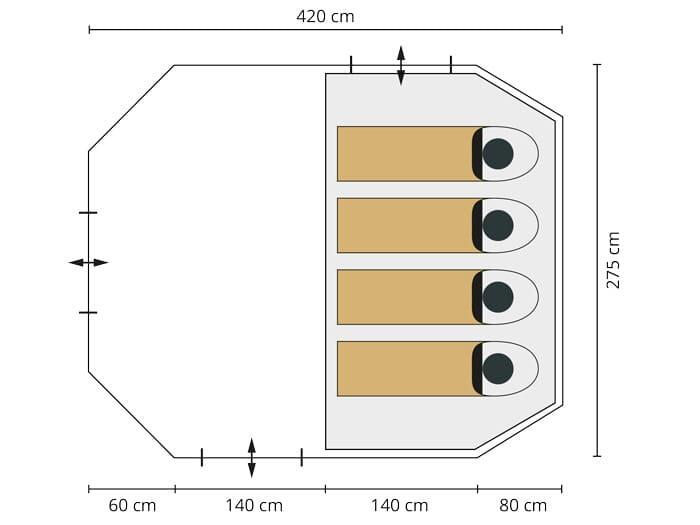 Second hand - Tenda campeggio familiare - Kambo 4 persone - 1x cabine 7/7