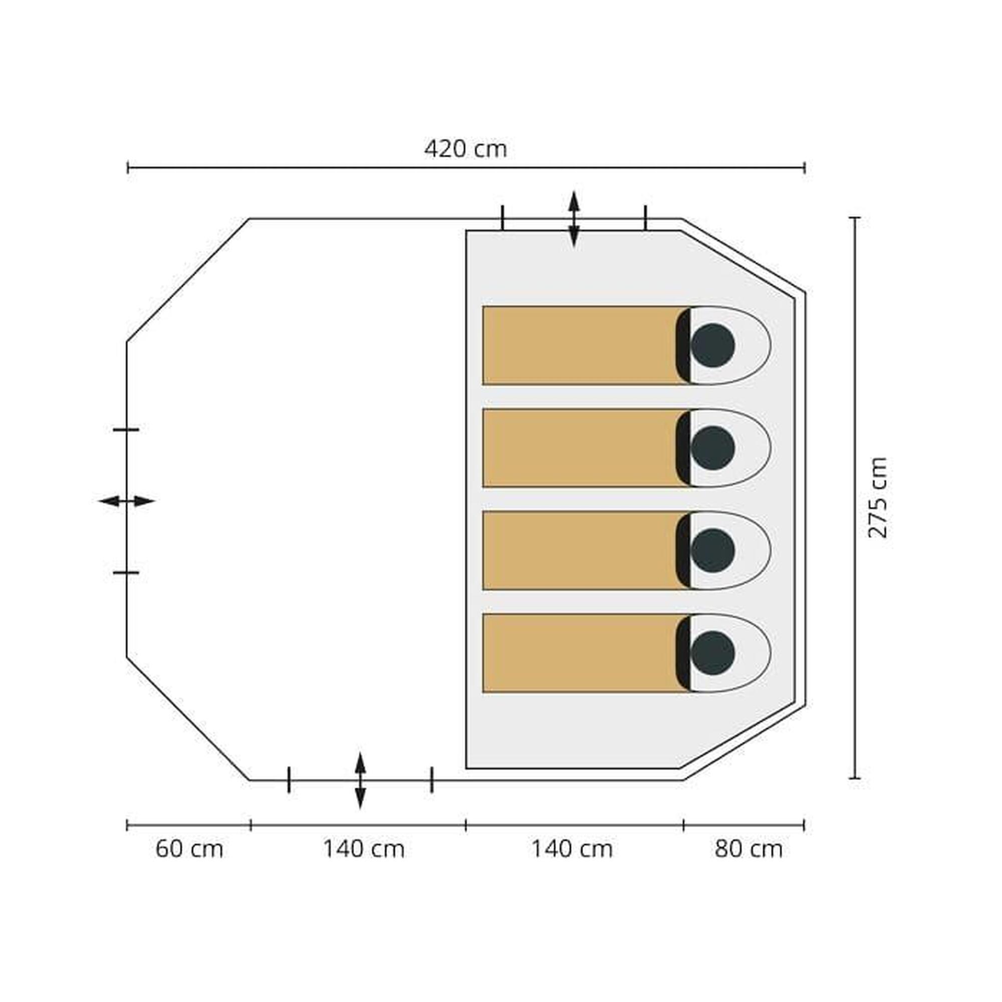 Tenda campeggio familiare - Kambo 4 persone - Outdoor - 1x cabine