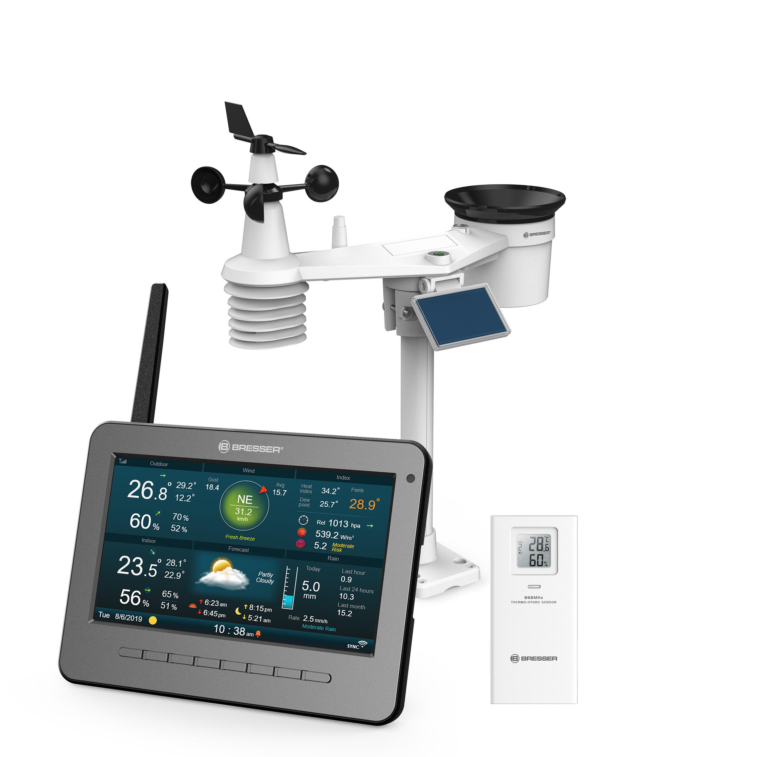 BRESSER Estación meteorológica profesional WIFI HD TFT con sensor 7 en 1