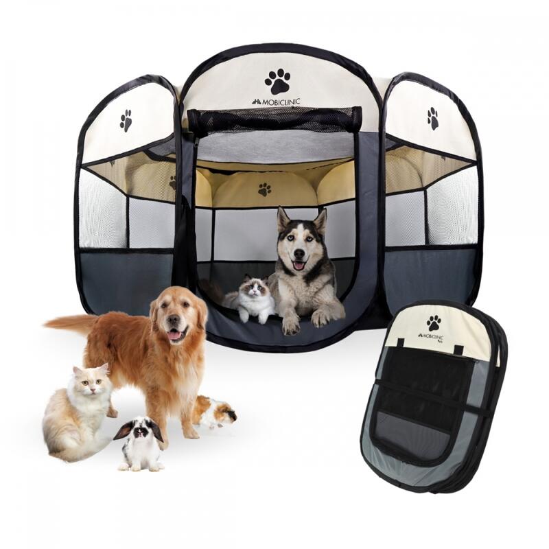 Parque para perros Plegable Scooby 8 ventanas 2 accesos Seguro Cordón elástico