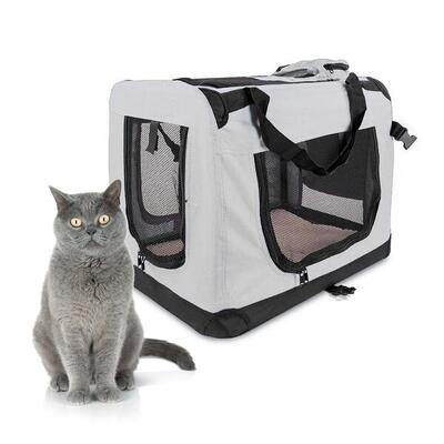Transporttasche für Hunde. Tragfähigkeit 10 kg. 57 x 38 x 44 cm. faltbar. Grau