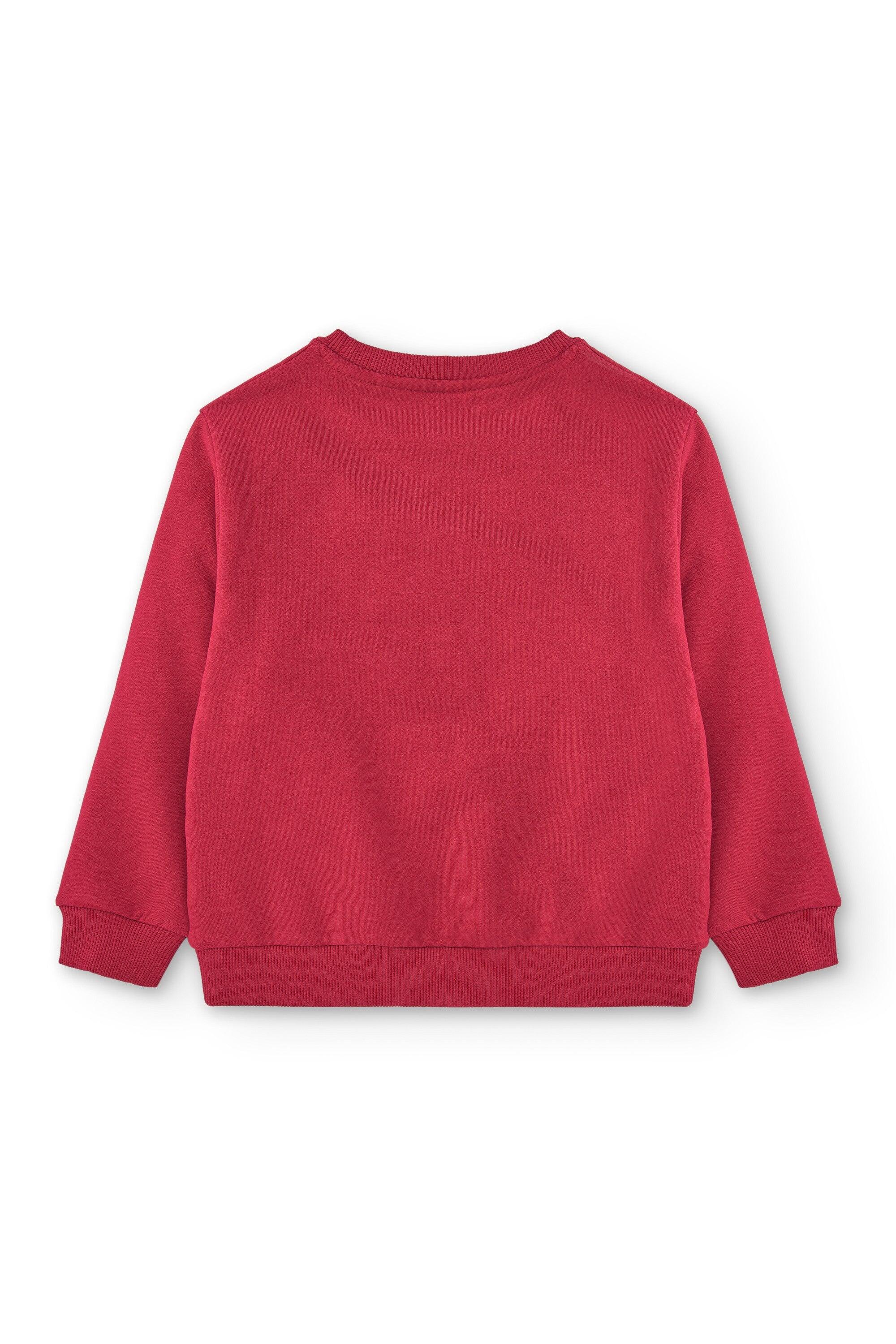 Sudadera navideña roja con estampado para niña 3/4