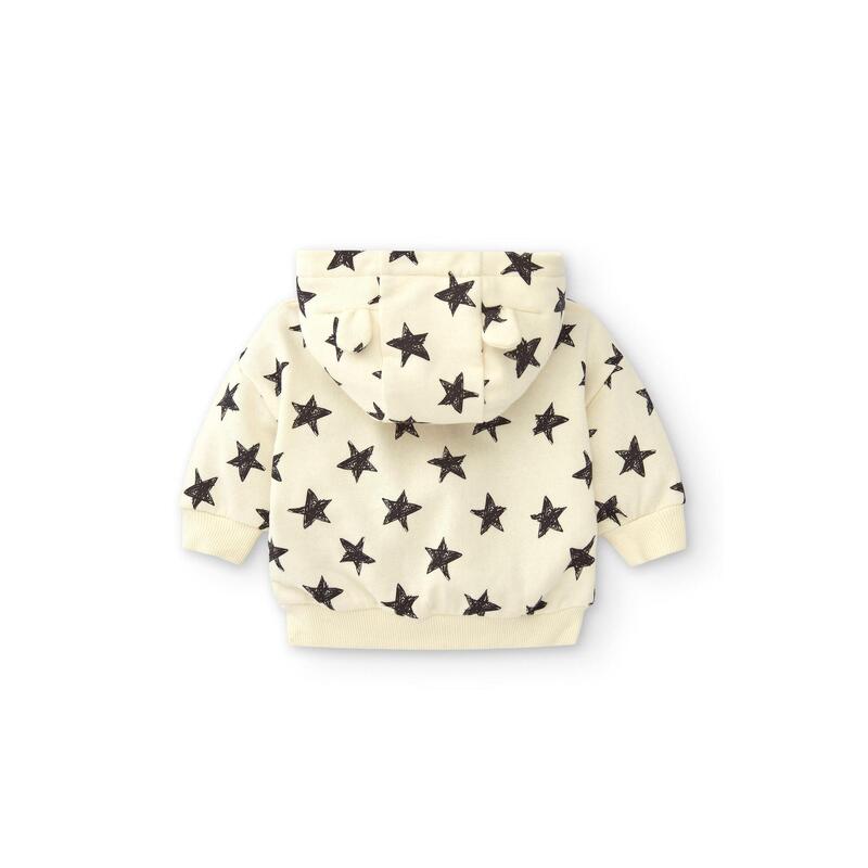 Sudadera cremallera Bebé Charanga beige estrellas